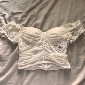 White Off-Shoulder Crop Top from Discovery